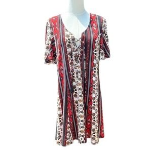 Show Me Your MuMu Matilda Mini Dress Lace up Tassels‎ Size L Like New